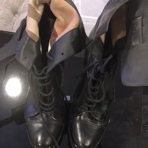 Burberry- Military heeled boots.